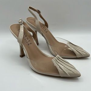 Journee Collection Womens Ivyann Vegan Leather and Lucite Stiletto Pumps